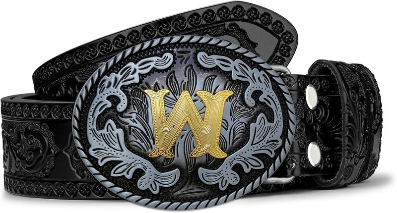 Btilasif Store Western Belt Buckle Western Cowboy Initial Letters ABCDJMR to Z Oval Belt Buckle for Men Women Boys Girls - Image 2